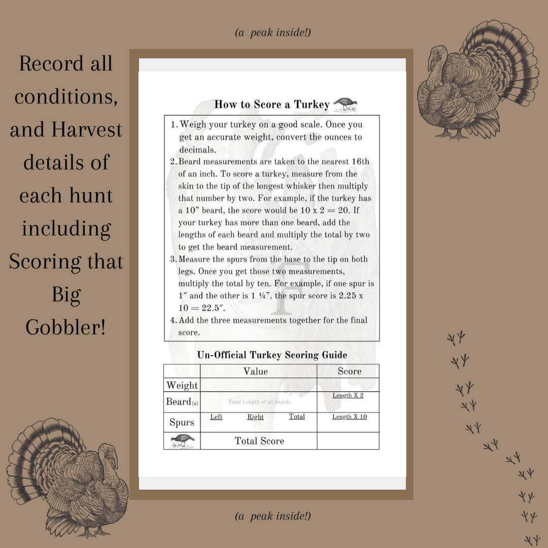 Turkey Hunting Log Book – Field Journal with Tips, Records & Scoring
