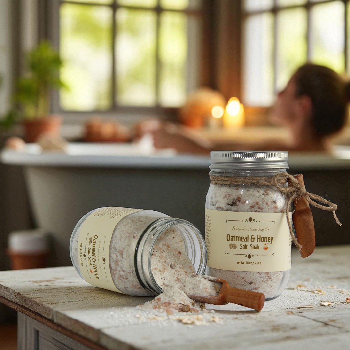 Oatmeal & Honey Salt Soak – Relaxing Bath & Foot Soak with Mineral Salts